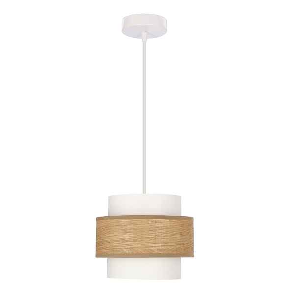 Candellux Nuget závěsná lampa bílá stínidlo krém/hnědá 1xE27 60W