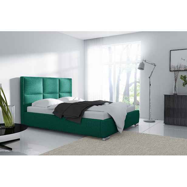 Designová postel Venezia s vysokým čelem a úložným prostorem zelená 180 x 200