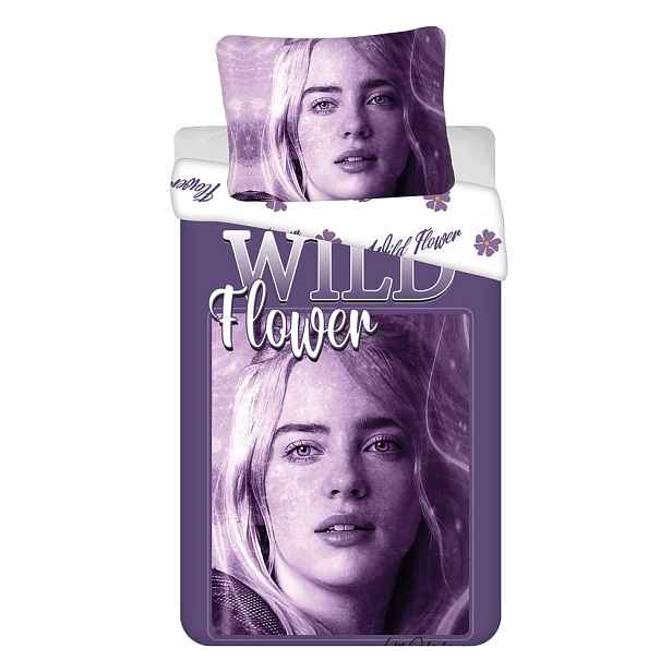 Fialové bavlněné dětské povlečení na jednolůžko 200x140 cm Billie Eilish – Jerry Fabrics