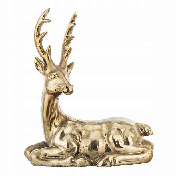 Figurka sob zlatá 33,5x28x14 velká vánoční dekorace jelen