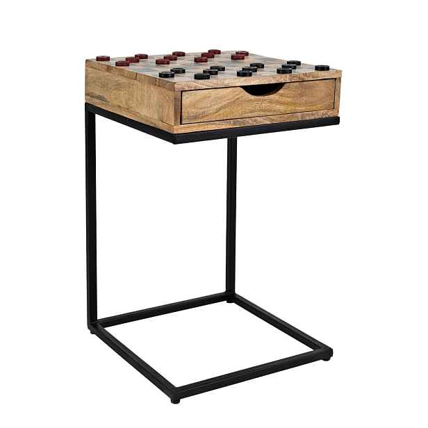 LivinHill Šachový stolek Avola 42 cm z masivu hnědý/černý