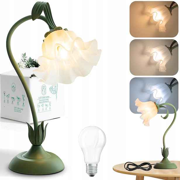 Stolní Lampa Květiny 3 Barvy 360° Otáčení Led Noční Psací Stůl Vintage Pro Děti