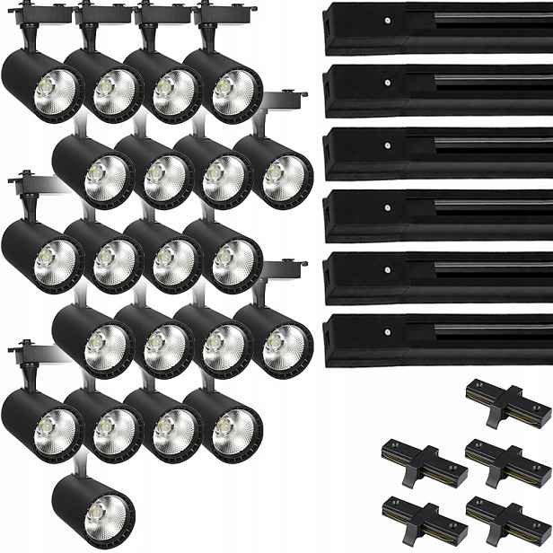 21 X Kolejnicový Reflektor Led Svítidlo Hotový Osvětlovací Systém Kolejnicový Kabel