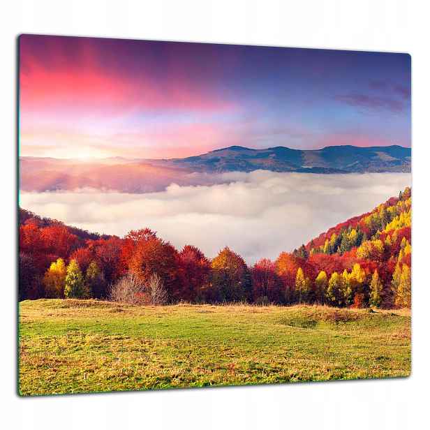Skleněná Ochranná Deska Panel Lepidlo 65x60 Krajina