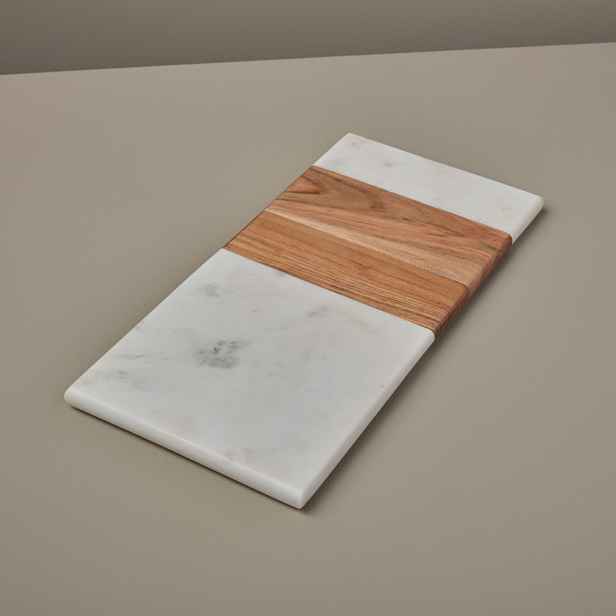 Be Home Obdélníkové servírovací prkénko White Marble & Wood, 38×17,5 cm, bílá 58-27