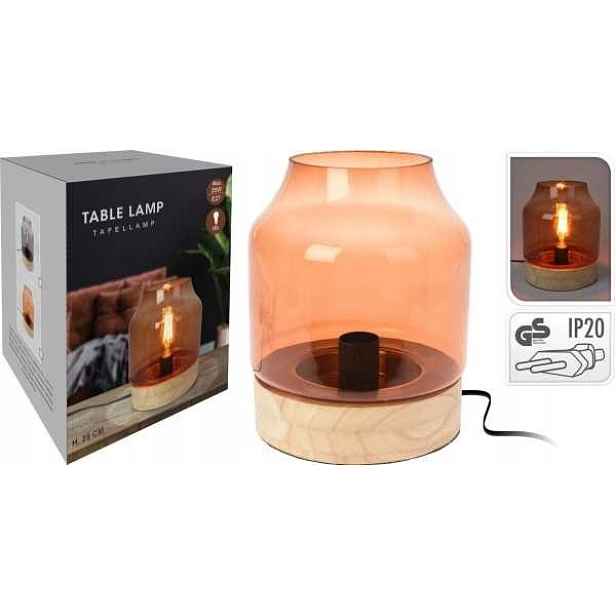 Dřevěná stolní lampa se sklem noční lampa