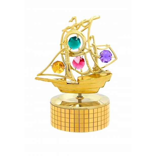 Figurka hrací skříňka zlatá loď loď CrystoKraft Swarovski Crystal dekorace