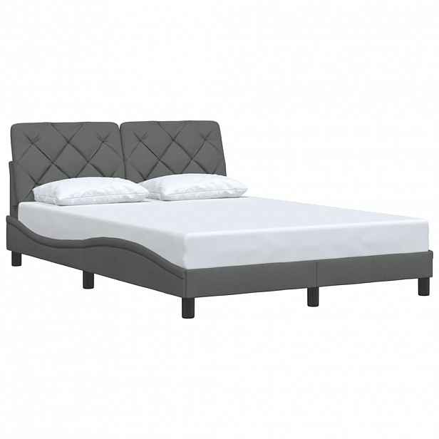 vidaXL Rám postele bez matrace tmavě šedý 140 x 190 cm textil
