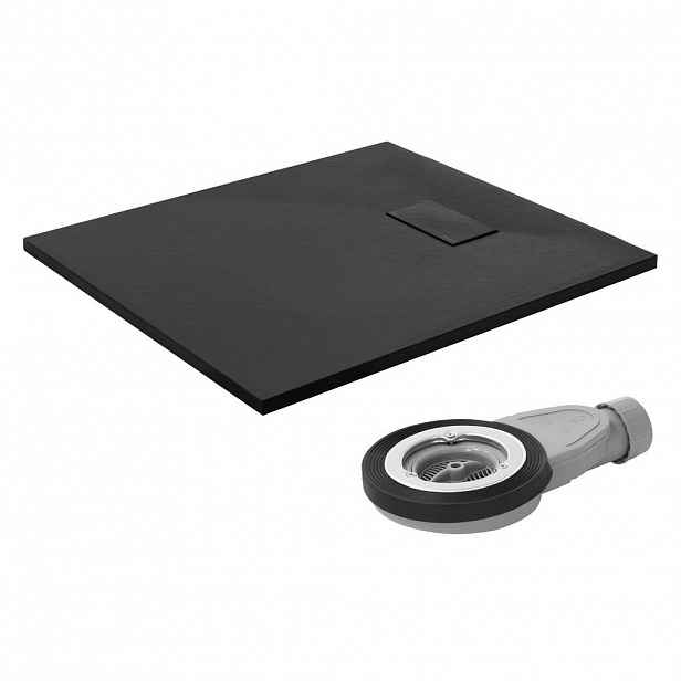 LuxeBath SPRCHOVÁ VANUŠKA 90x80 cm černá s odtokovou sadou z SMC