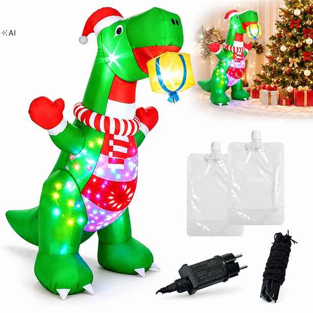Nafukovací Svítící dinosaurus XXXL Led Vánoční Dekorace Ozdoba Vánoce 240