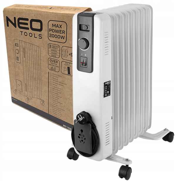 Olejový Radiátor Elektrický Termostat 800/1200/2000W 9 Žeber Neo Tools