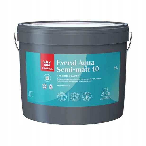 Tikkurila Everal Aqua 40 Polomatná 9 L Báze C (bezbarvá) Pouze Pro Barvení!
