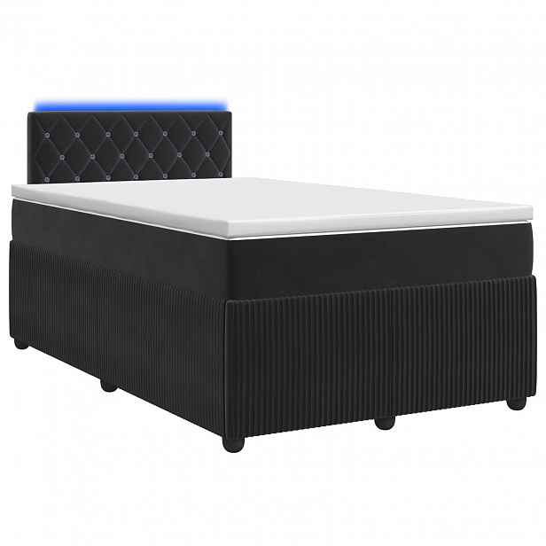 vidaXL Postel boxspring s matrací s LED pásky Černá 120 x 190 cm Samet