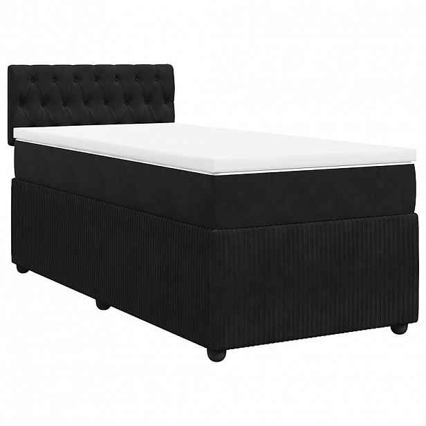 vidaXL Box spring postel s matrací černá 90x190 cm samet