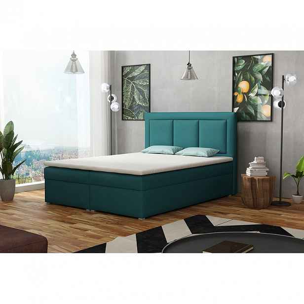 Manželská kontinentální postel 160x200 GOSTORF 1 - modrá + topper ZDARMA