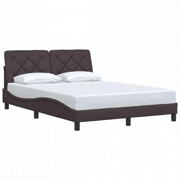vidaXL Rám postele bez matrace tmavě hnědý 140 x 190 cm textil