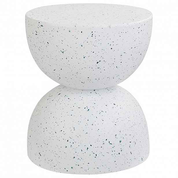 Beliani PŘÍSTAVNÝ STOLEK Beton bílý Terrazzo Look kulatý 40 cm Caoria