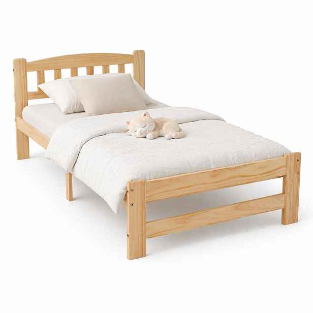 CHICFURN FUTONOVÁ POSTEL 90/200 cm v přírodní barvě s čelem postele a lamelovým roštem