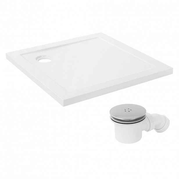LuxeBath SPRCHOVÁ VANIČKA 80x80 cm hranatá bílá s odtokovou soupravou