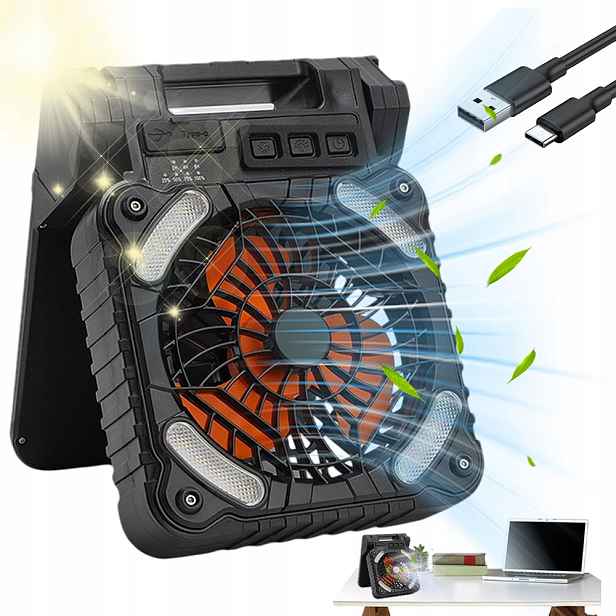 Solární Přenosný Kempingový Větráček Led Lampa Pro Kempování