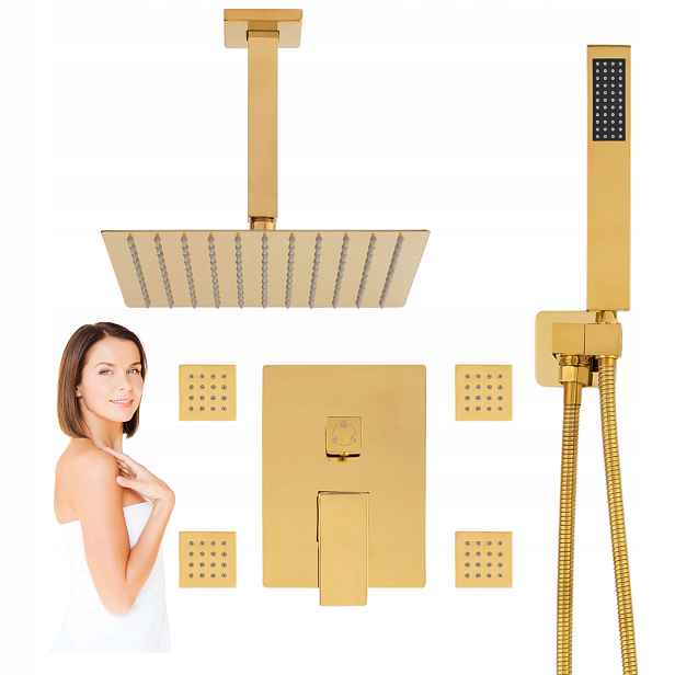 Sprchový Set Podomítkový Cubo Smartbox 1210G Zlatý