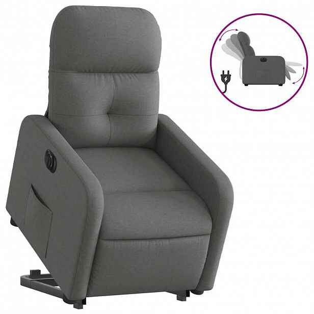 vidaXL Elektrické zvedací polohovací křeslo tmavě šedé textil