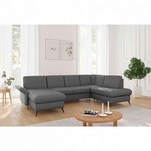 Sit & More SEDACÍ SOUPRAVA, textil, tmavě šedá