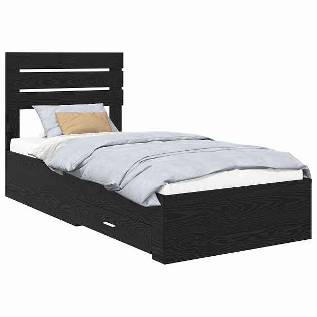 vidaXL Rám postele se zásuvkou Černý dub 90 x 190 cm Kompozitní dřevo