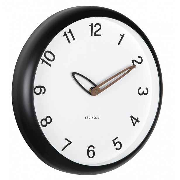 Černé Kulatý Čitelné Nástěnné Hodiny Karlsson Bella KA6043BK 30 cm