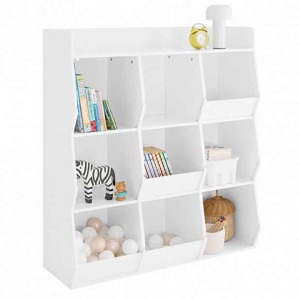 SoBuy DĚTSKÁ KNIHOVNA se 6 policemi Bílá 95x34x105cm Minimalistický
