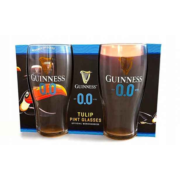 Guinness Draught 0.0 sklenice pint 2ks Tulip design Dárková Krabička A10