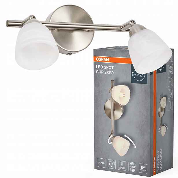 Nástěnné svítidlo stropní svítidlo Led reflektor Spot 2x G9 Nikl Cup Osram