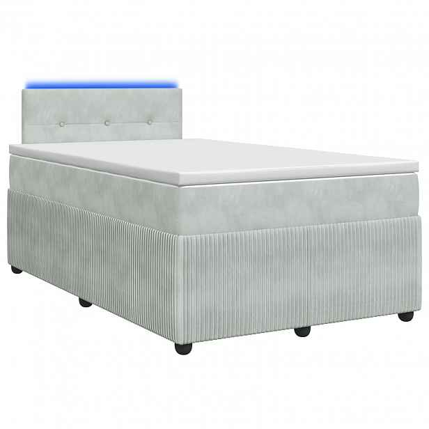 vidaXL Postel boxspring s matrací Světle šedá 120 x 190 cm Samet