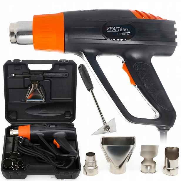 Horkovzdušná Pistole 2000W Sada 4 Trysek 2 Rychlostní Stupně 400-600°C Kufr