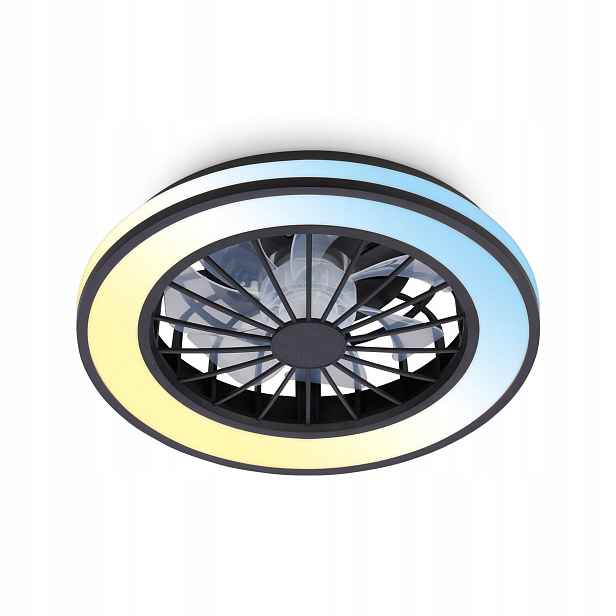 stropní svítidlo Led ventilátor 24W 2600lm černá dálkový ovladač 5 rychlostních stupňů léto zima