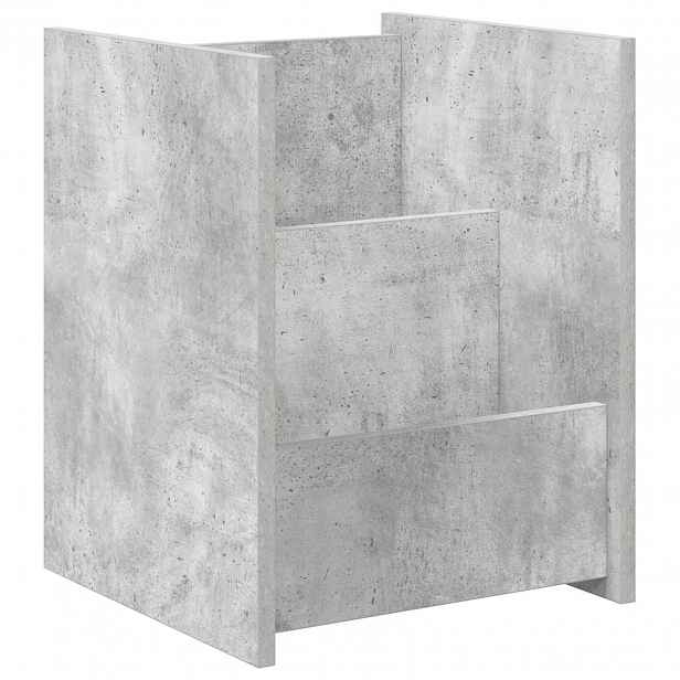 vidaXL Regál na časopisy s policí Betonově šedá 35 x 35 x 45 cm