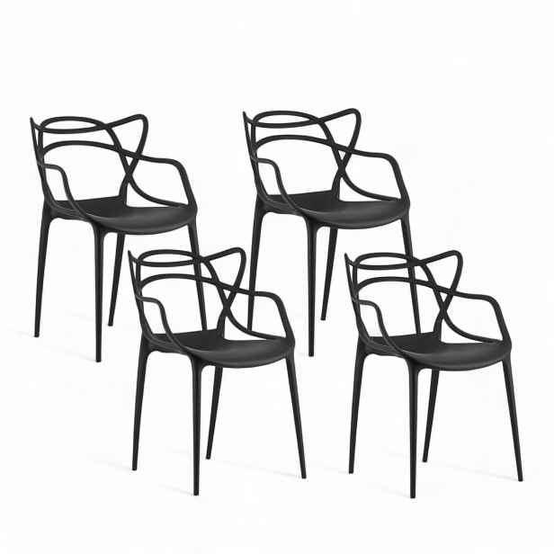 Zahradní židle Černé Zahradní Křeslo Na Terasa Balkon Uv Set x4