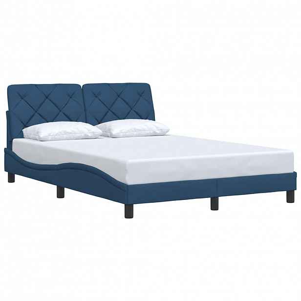 vidaXL Rám postele bez matrace modrý 140 x 190 cm textil