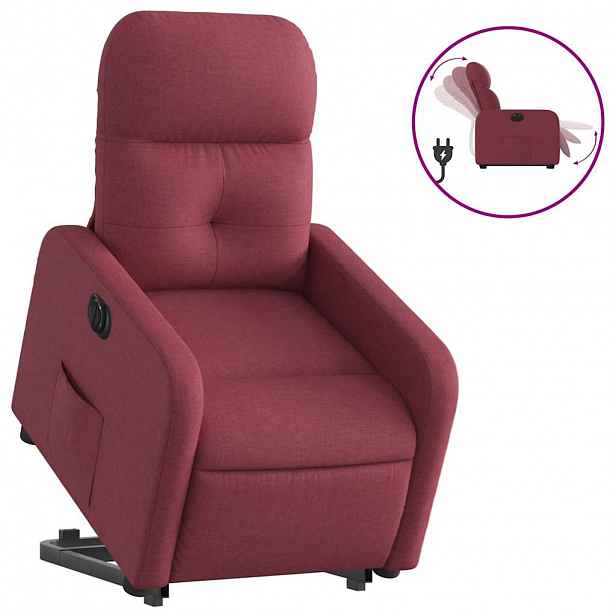 vidaXL Elektrické zvedací polohovací křeslo vínové textil