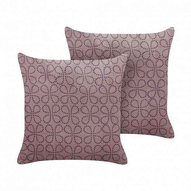 Beliani DEKORATIVNÍ POLŠTÁŘ sada 2 ks Růžový 45/45 cm Larkspur