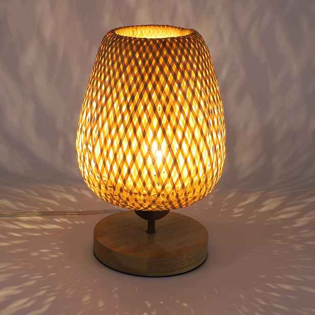 Lampa stołowa bambusowa E27 boho lampka noční 30 cm bez żarówki Comely