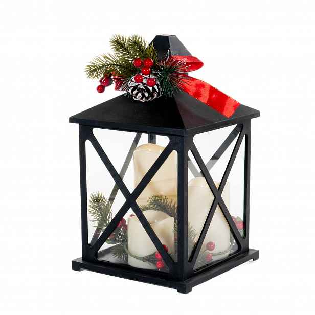 Led Lampion Se Třemi Svíčkami Plast 19X19X32 5 CM
