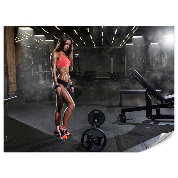Muralo FOTOTAPETA Fit Žena Posilovna Velká Činka Síla Sport Fitness 350x256