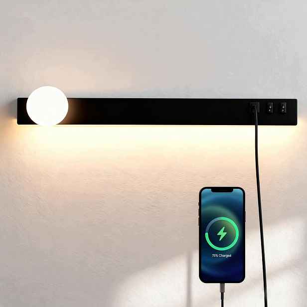 Nástěnná Led lampa 15 W S Usb Kula Lampička s portem 3 barvy 60 cm Černá