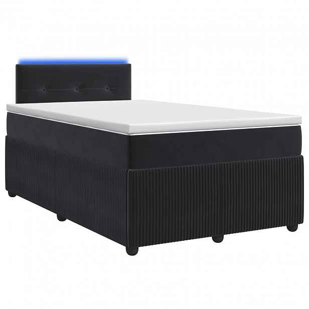 vidaXL Postel boxspring s matrací s LED pásky Černá 120 x 190 cm Samet