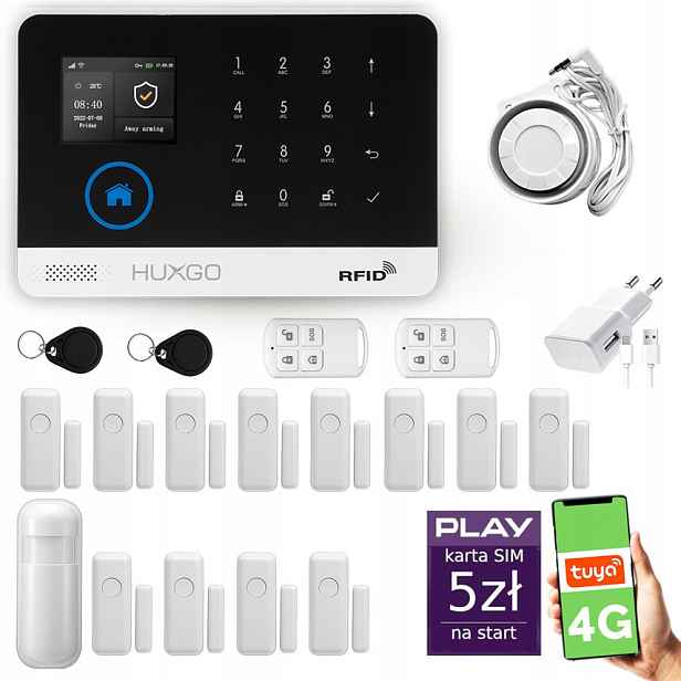 Bezdrátový alarm WiFi Gsm 4G, Tuya, sada alarmu Huxgo HXA003 D12PS