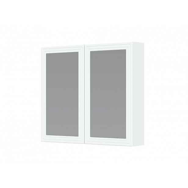 HELLEM koupelnová horní závěsná skříňka 70x80/2D se zrcadlem, bílá