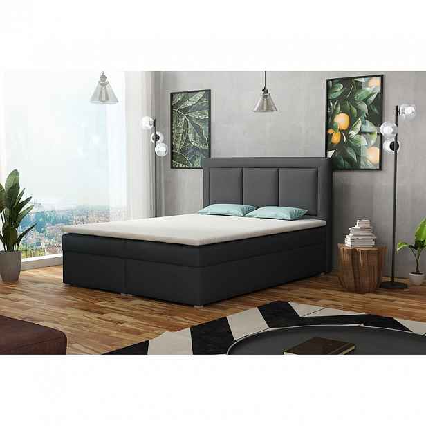 Manželská kontinentální postel 160x200 GOSTORF 1 - šedá 1 + topper ZDARMA
