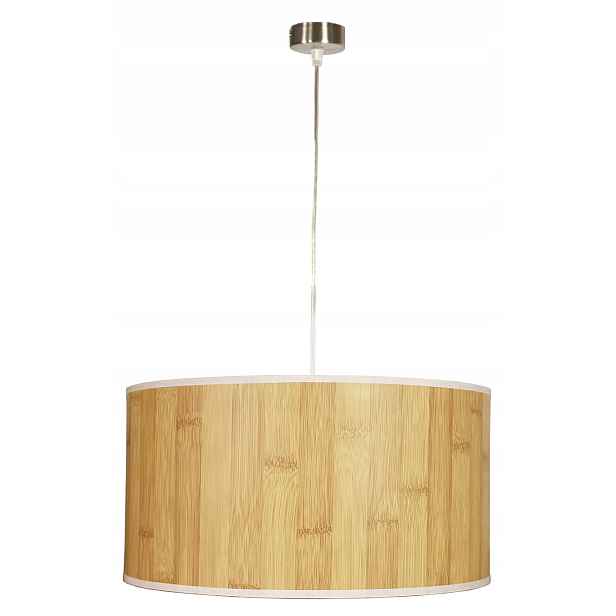 Závěsná lampa hnědá imitace dřeva kulatá 40 cm do jídelny Candellux