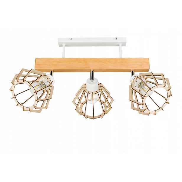Dřevěná stropní lampa Lustr Stropní Svítidlo Loft bílá na 3x Klosz E27